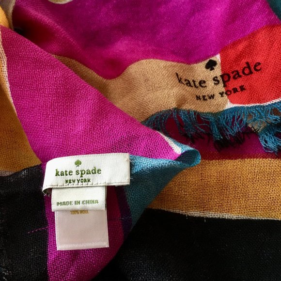 Kate Spade Abstract Print & Multicolor Wool Scarf - Picture 2 of 7